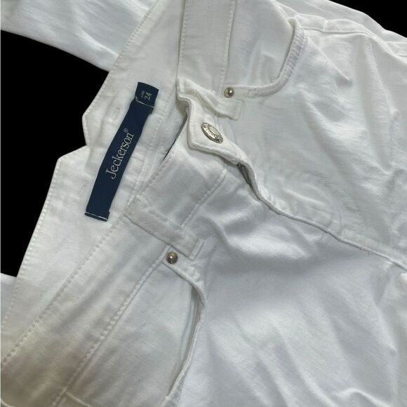 Jeckerson White Denim Jeans Sz. 24 Made in Italy Runs 26” - Picture 9 of 12